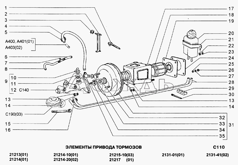 Схема тормозов на ниве