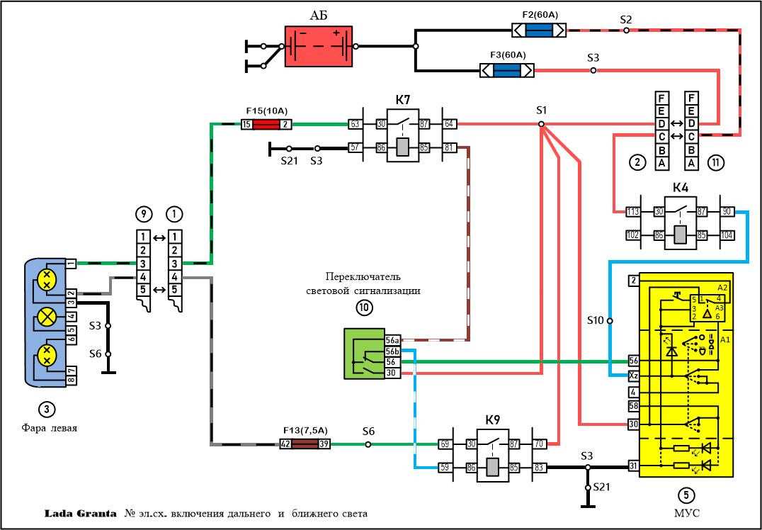 Электрическая схема системы зажигания лада гранта