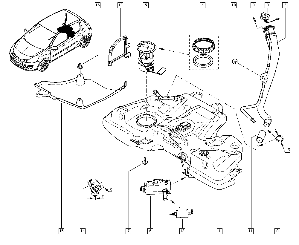 Схема бака рено логан