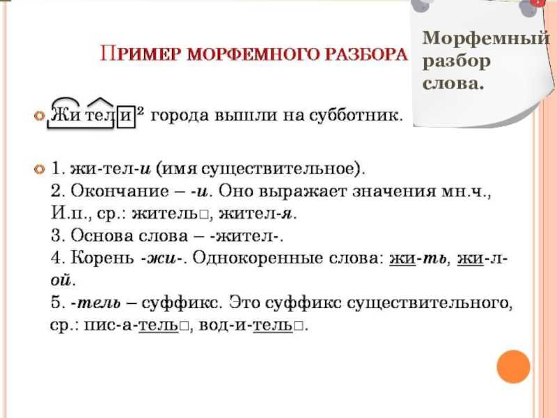 Разбор слова снятие